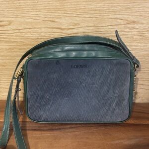 Auth Loewe Velasquez Shoulder Bag Bicolor Leather Nubuck